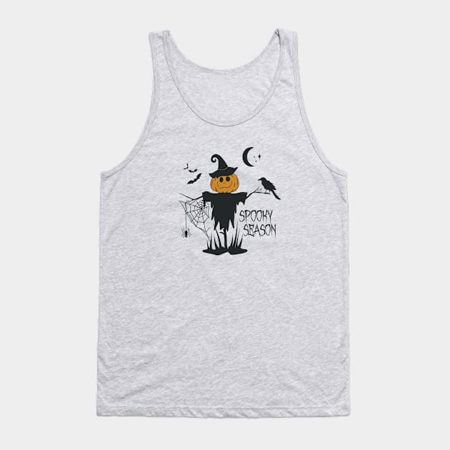 Halloween Pumpkin Headed Scarecrow Tank Top by studioaartanddesign